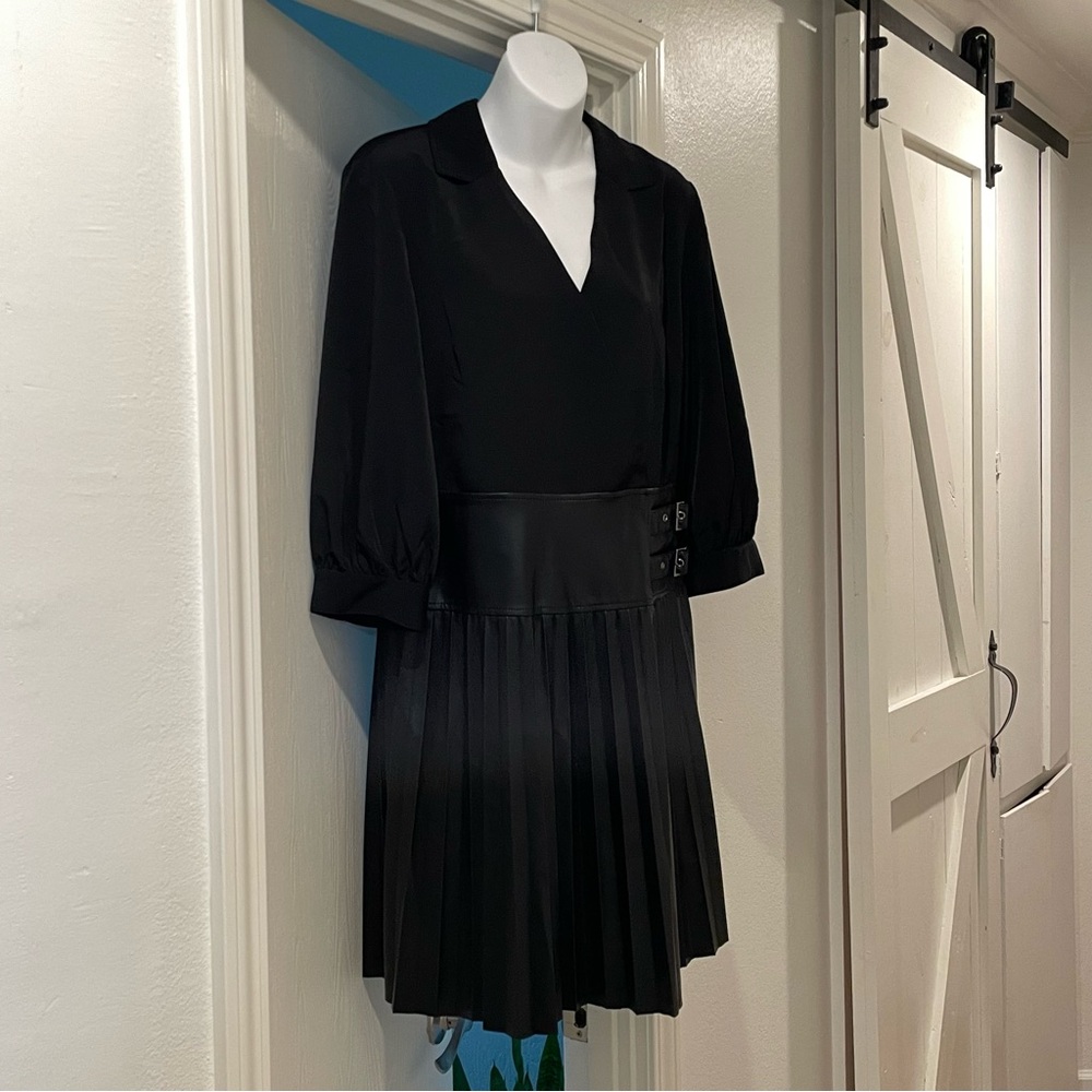 Karl Lagerfeld by Anthropologie Group 90 Black‎ Dress with Belt Buckle Side NEW